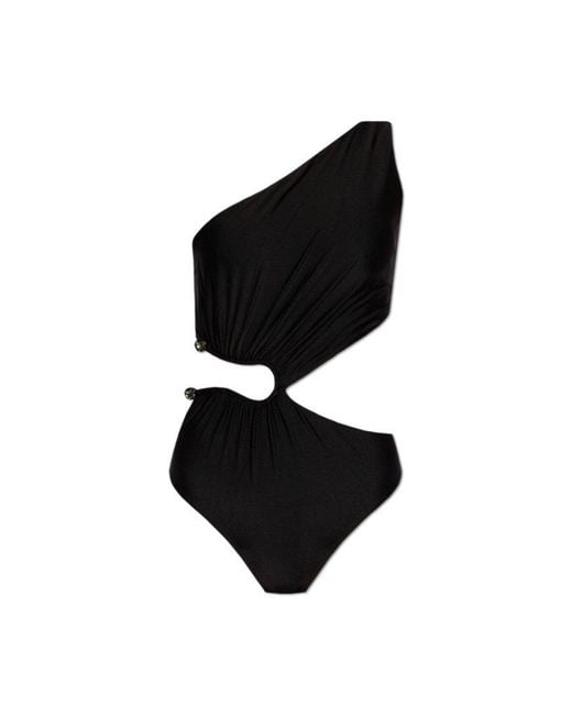 Self-Portrait Black Asymmetric Swimsuit