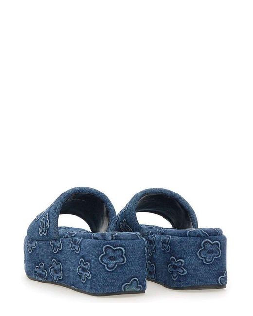 MARC JACOBS The Platform Sandals 花柄 デニム 厚底 サンダル Marc Jacobs The Puffy Daisy Denim Platform Sandals in Blue