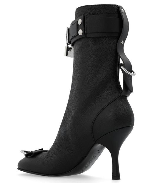 J.W. Anderson Black Padlock Heeled Ankle Boots