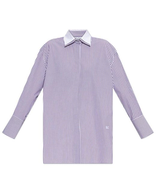 Max Mara Purple Tubinga Striped Button-Up Shirt