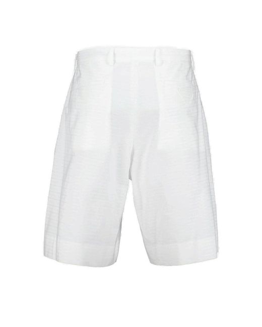 Prada White Triangle-logo Mid-rise Bermuda Shorts for men