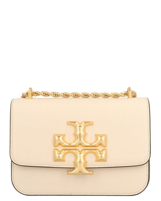 Tory Burch Leather Eleanor Small Convertible Shoulder Bag in Beige