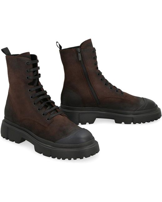 Hogan Black Anfibio Lace-up Ankle Boots for men