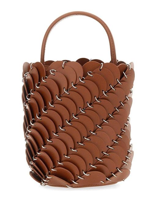 Rabanne Brown Panelled Small Bucket Bag