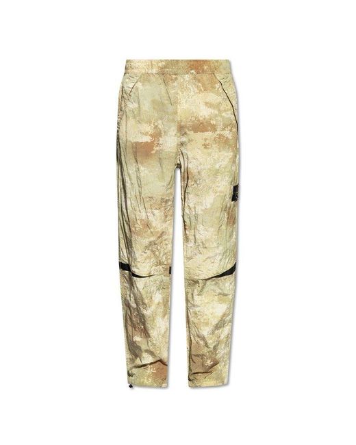 Stone Island Metallic Trousers With Logo Patch, for men