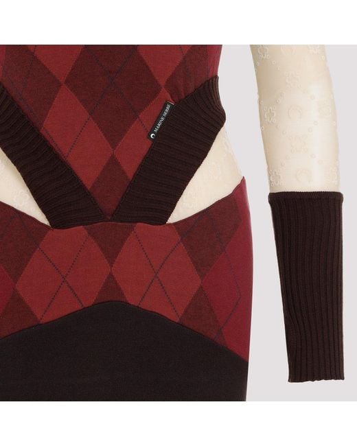 Marine Serre Regenerated Lozenge Knit Fitted Dress in Red | Lyst