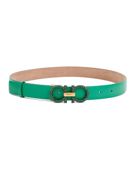 Ferragamo Green Gancini Leather Belt