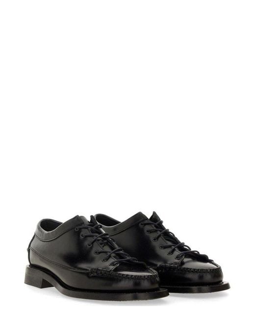 Hereu Black Priego Square-Toe Lace-Up Shoes for men