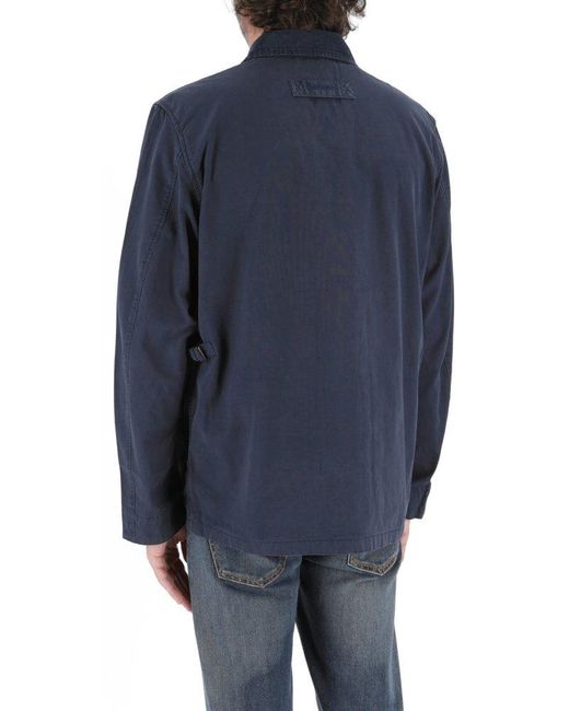 Barbour Blue Pocket Detailed Military Shirt Jacket for men