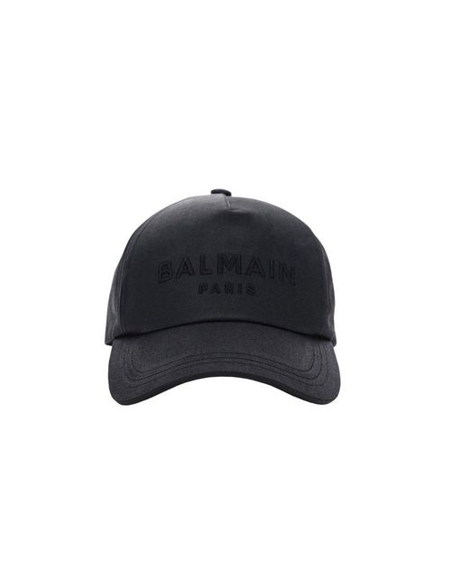 Balmain Coated Logo Embroidered Baseball Cap in Black for Men | Lyst