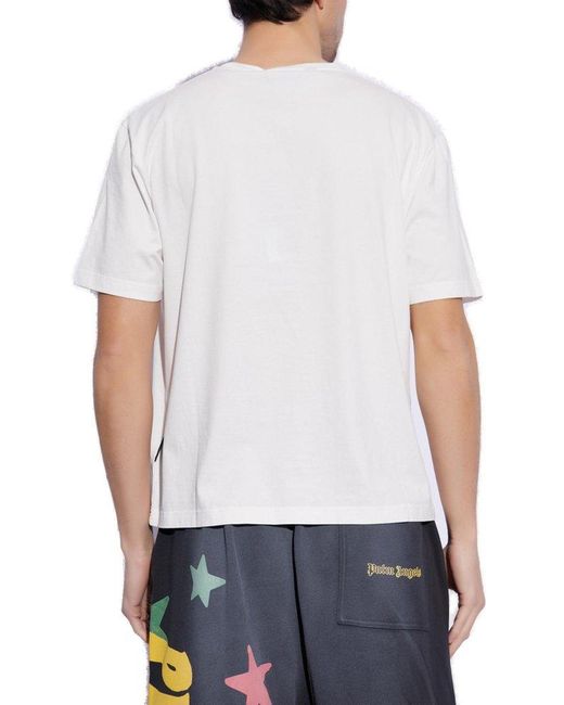 Palm Angels White T-Shirt With Print for men