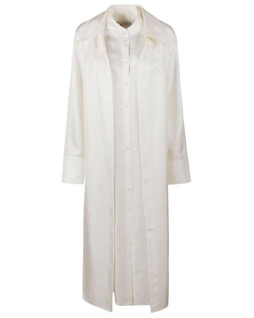 Rohe White Double-layer Midi Dress