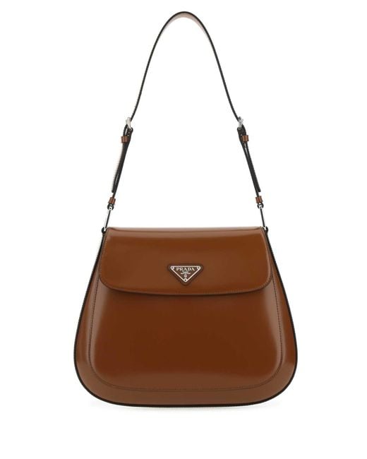 Prada Brown Leather Cleo Shoulder Bag