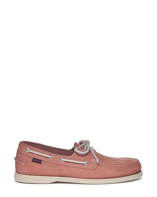 Sebago Pink Round Toe Lace-Up Shoes
