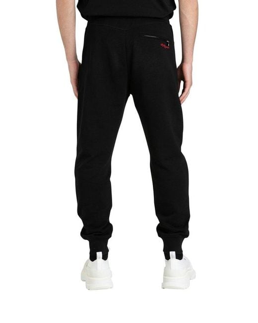 Alexander McQueen Black Embroidered Logo Track Trousers for men