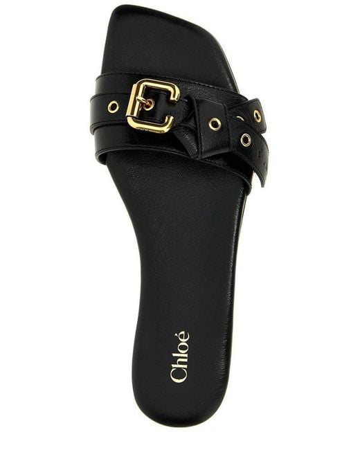 Chloé Black Mae Knot-Detailed Slides