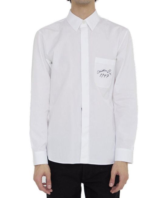 Dior White Buttoned Long-sleeved Shirt for men