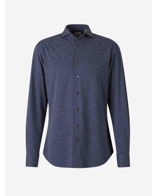 Traiano Blue Rooster Duck Pattern Shirt for men