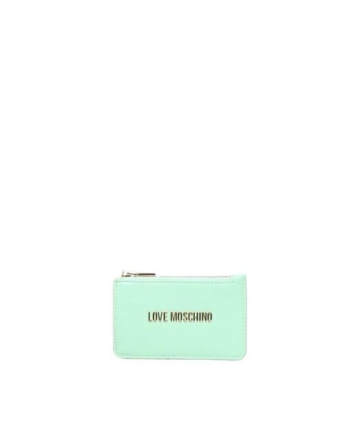 Love Moschino Green Logo Lettering Zipped Wallet