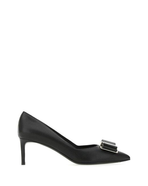 Ferragamo Black Double Bow Pumps