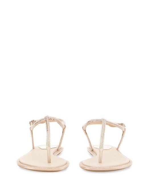 Rene Caovilla Natural Diana Crystal Embellished Thong Sandals