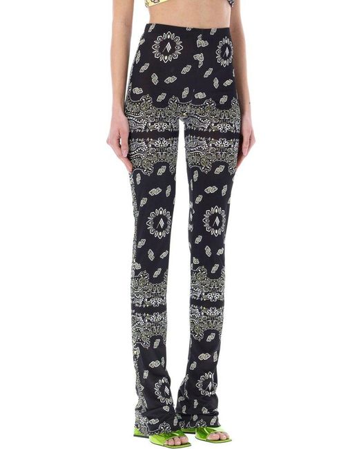 The Attico Black High-waist Paisley-printed Flared Trousers