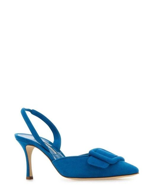Manolo Blahnik Blue Maysli Slingback Pumps