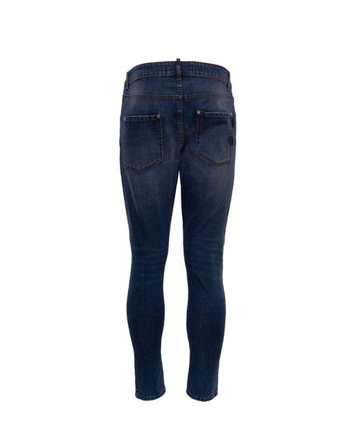 Philipp Plein Blue Low Rise Skinny Jeans for men