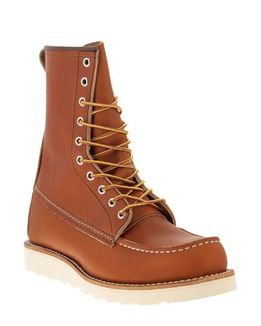 Red Wing Brown Round Toe Lace-Up Boot for men
