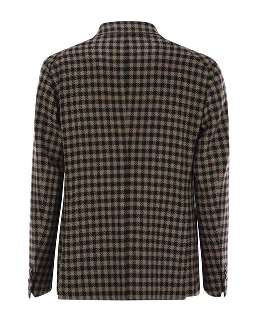 Tagliatore Black Single Breasted Houndstooth Blazer for men