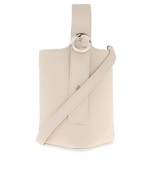 Loewe White 'pebble Mini' Bucket Shoulder Bag,