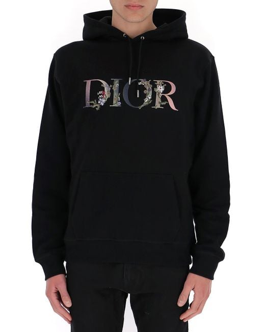 Dior Black Flower Logo Hoodie for men
