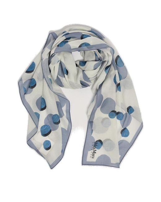 Max Mara Blue All-over Patterned Shawl