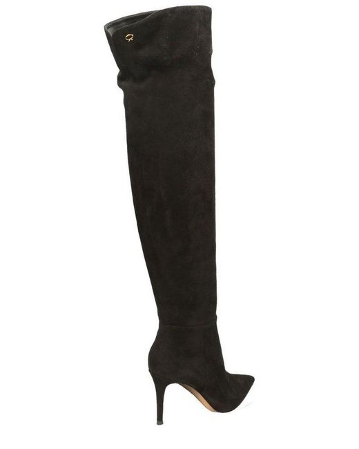 Gianvito Rossi Black Pointed-toe Knee-high Boots