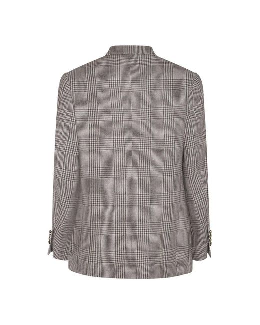 Brunello Cucinelli Brown Puppytooth Double-breasted Tailored Blazer for men