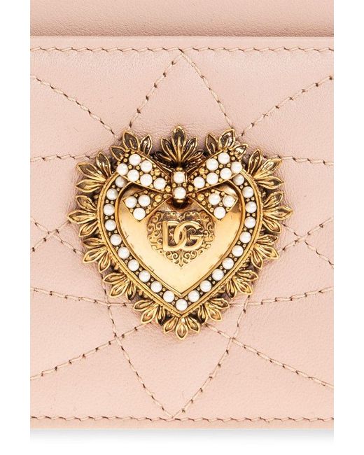 Dolce & Gabbana Pink Devotion Quilted Leather Card Holder