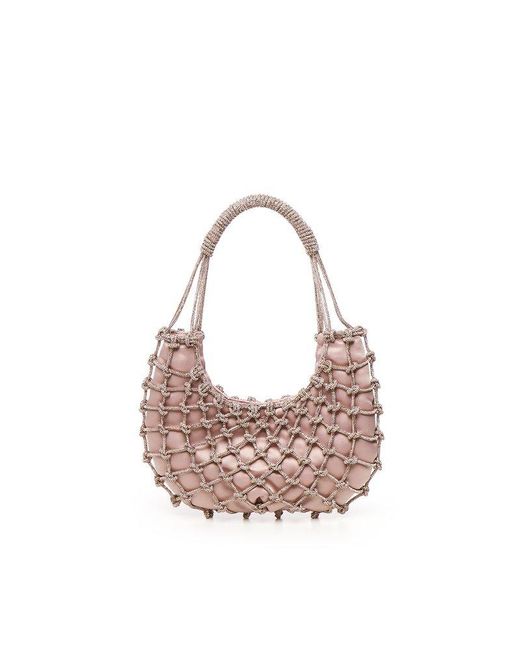 Rosantica Pink Beaded Net Tote Bag