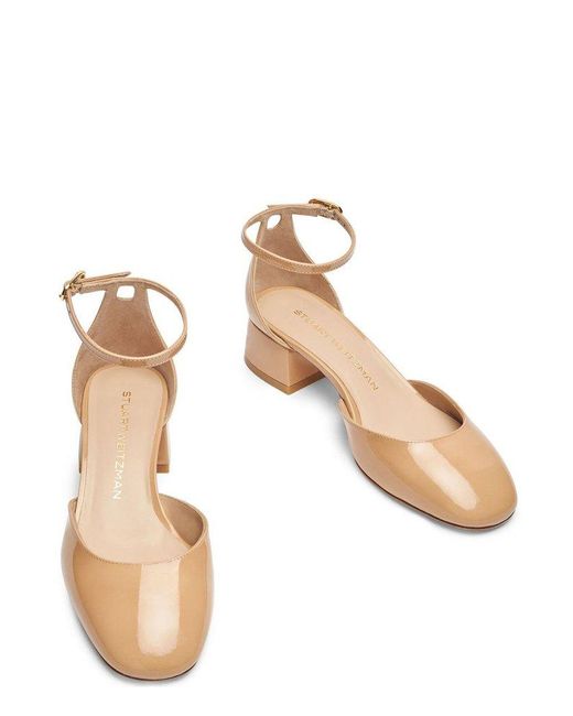 Stuart Weitzman White Bria 35 Strap Pumps