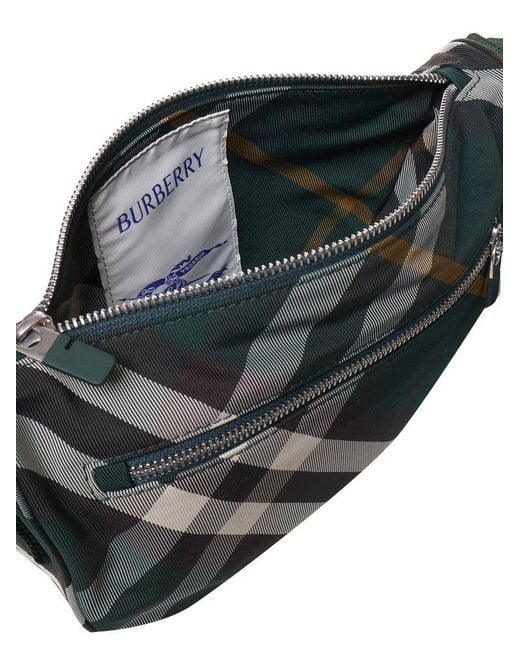 Burberry White Shield Checked Crossbody Bag for men