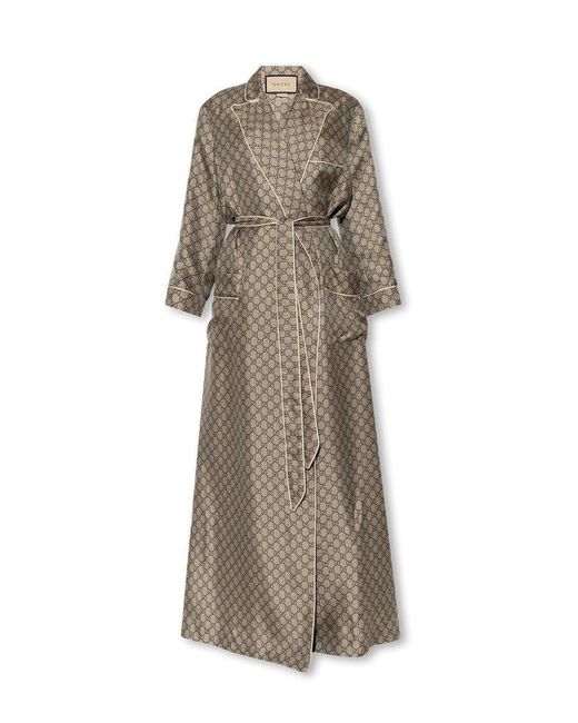 Gucci Natural Silk Gown With Monogram