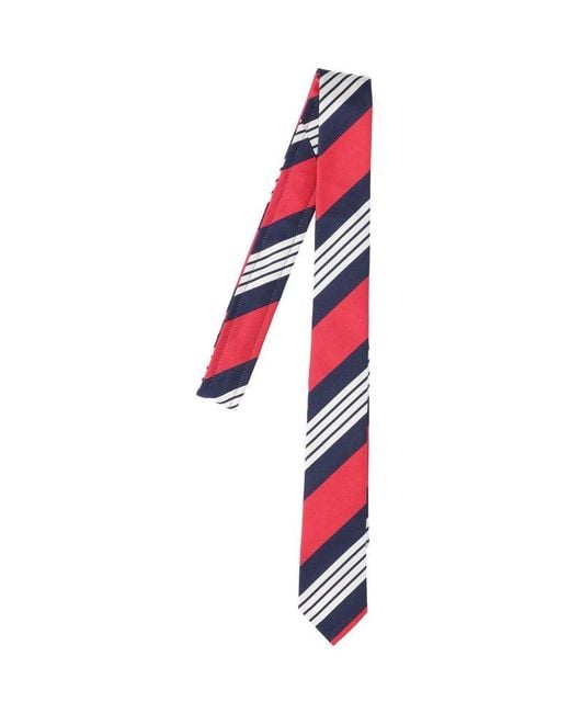 Thom Browne Red Striped Tie for men