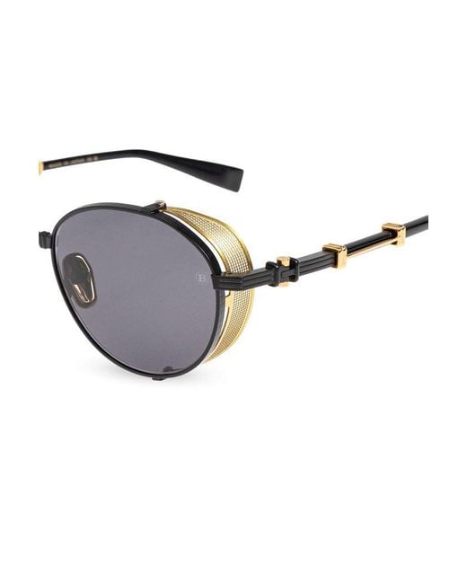 Balmain Black Round Frame Sunglasses for men