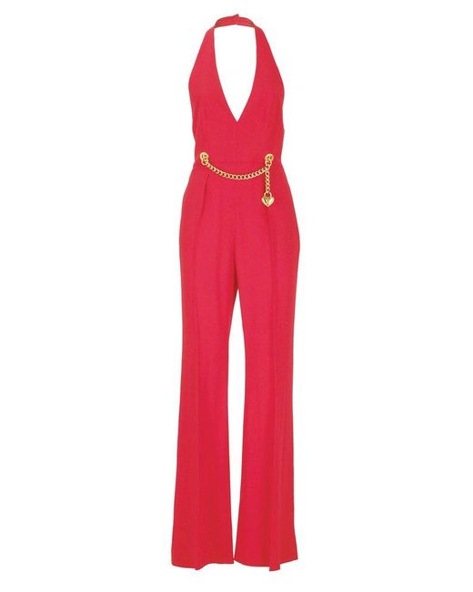 Moschino Red Chain And Heart Jumpsuit
