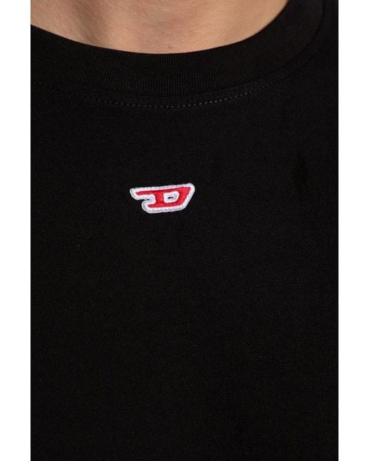 DIESEL Black T-diegor-d Logo-patch Crewneck T-shirt for men