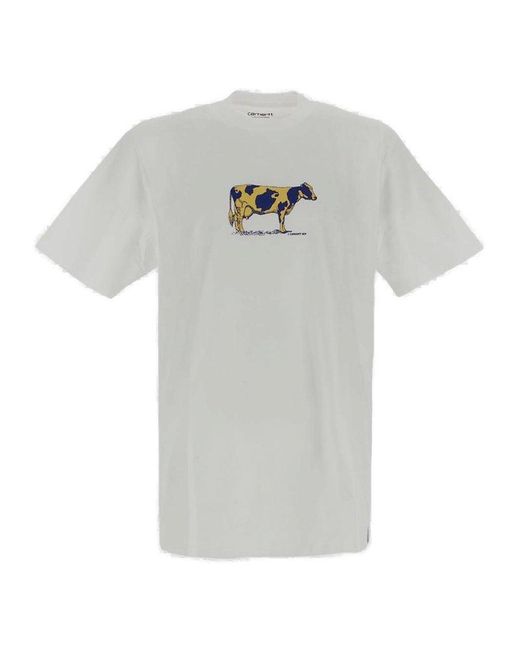 Carhartt WIP White Cow Printed Crewneck T-shirt for men