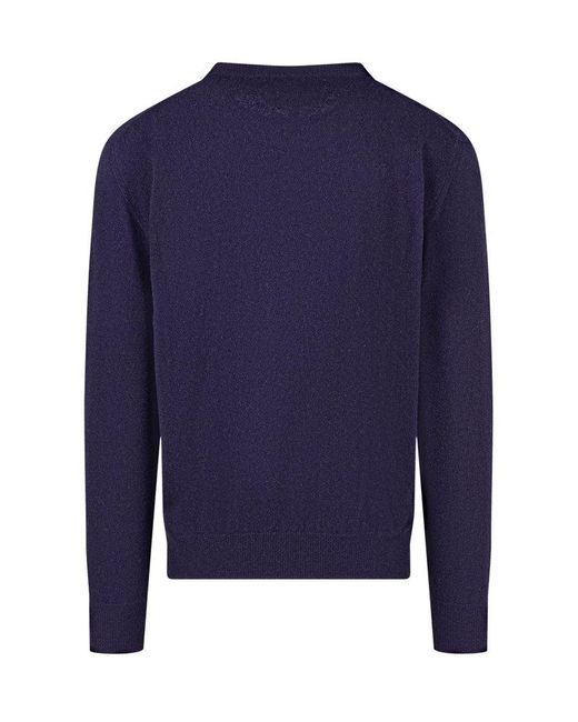 Seven Gauge Blue Crew Neck Pullover for men