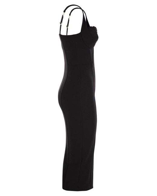 パーティードレス ELISABETTA FRANCHI Double stretch crepe dress with embroider Elisabetta Franchi Double Stretch Crepe Dress With