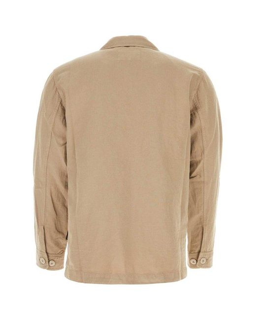 Woolrich Natural Buttoned Long-sleeved Shirt Jacket for men
