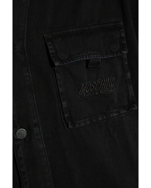 Moschino Black Denim Jacket With Logo, for men