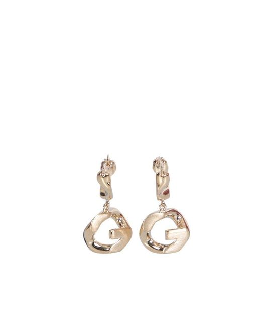 Givenchy White G Chain Hoop Earrings